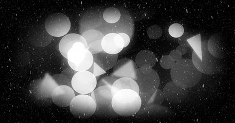 Glowing circular bokeh orbs creating depth in dark frame, with triangle lens Stock Illustration