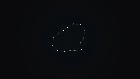 A glowing circular constellation of white dots connected on black background Stock Footage 339614772