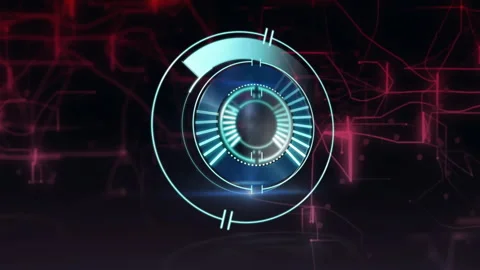Glowing circular elements in futuristic digital interface with animation Stock Footage 303675492