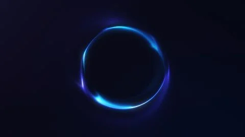 Glowing circular energy ring in vibrant blue tones, surrounded by soft grad.. Stock Illustration