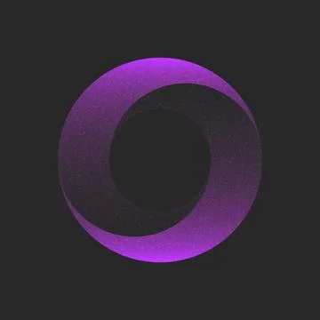 Glowing circular logo purple gradient impossible object 3d design with nois.. Stockillustratie