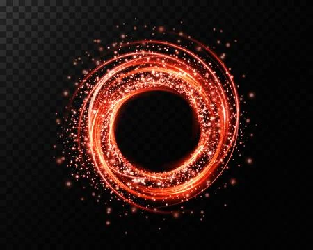 A Glowing Circular Particle Ring embellished with Sparkles and stunning Red Stock Illustration