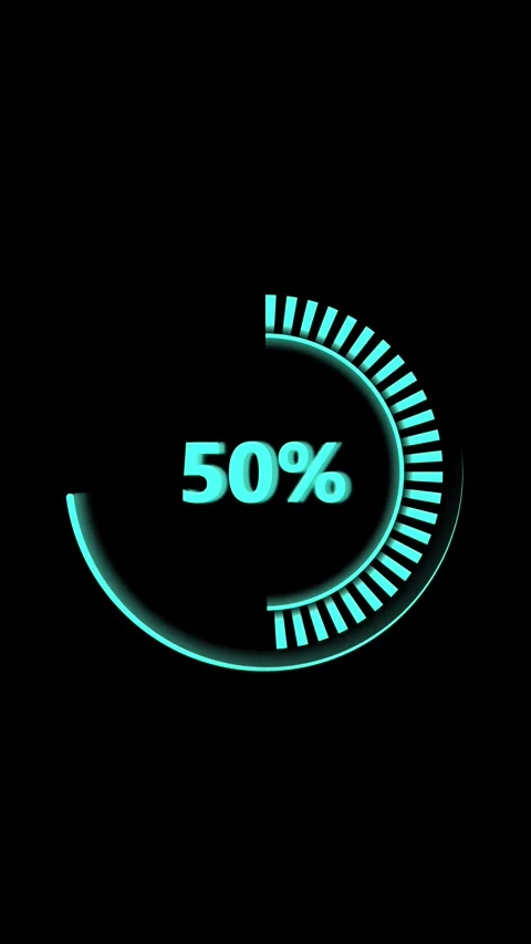 Glowing circular progress bar animation on dark screen perfect for tech UI .. Stock Footage 341613511