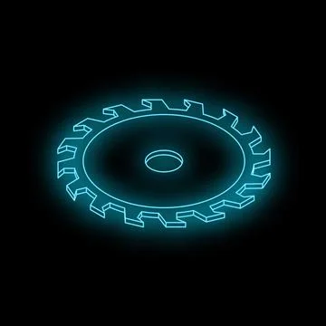 Glowing circular saw blade rotating on black background Stock Illustration