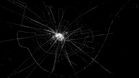 Glowing circular shattered glass effect on black background Stock Footage 336670694