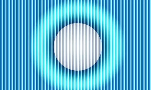 Glowing circular void in fluted glass texture a chromatic stripe illusion Illustrazione stock
