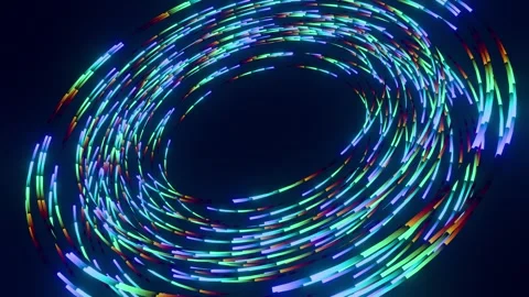 Glowing Circular Wave Lines Forming Abstract Futuristic Energy Vortex Loop. 4K Stock Footage 336847857