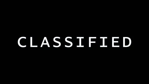 Glowing CLASSIFIED text appears in sequence with digital glitch effects on .. Stock Footage 343478841