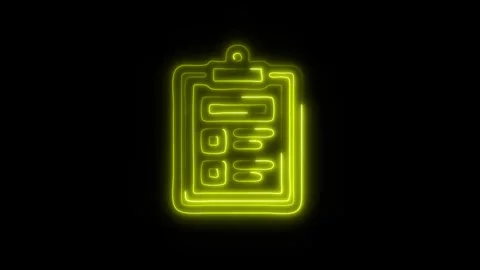 Glowing Clipboard Icon in HD Video Neon Animation 库存影片 304555596