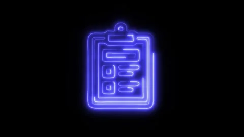 Glowing Clipboard Icon in HD Video Neon Animation Vidéo 304555598