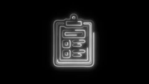 Glowing Clipboard Icon in HD Video Neon Animation Vidéo 304555602