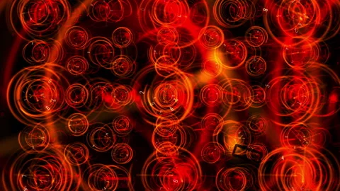 Glowing Clock Circles Digital Numbers, Abstract Time Concept Motion Background Stock Footage 334324690