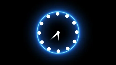 Glowing clock motion on black background. Stockbeeldmateriaal 332089366
