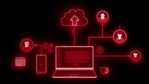 Glowing Cloud Computing and Connected Devices Animation Stock Footage 316491070