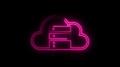 Glowing cloud computing server icon animation on black background cloud sto.. Video stock 308285713