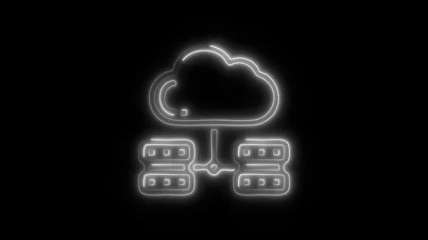 Glowing Cloud Database Icon and Symbol in HD Video Neon Stock Footage 304557271