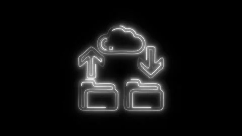 Glowing Cloud File Storage Icon and Symbol in HD Video Neon Stock-Footage 304557353