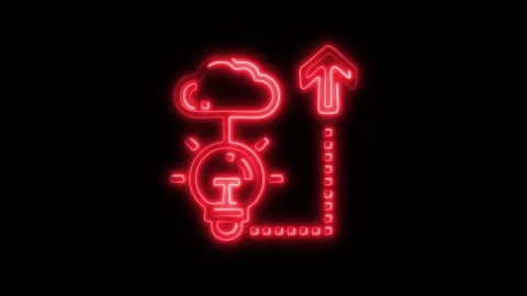 Glowing Cloud Idea Icon and Symbol in HD Video Neon Stock-Footage 304557329