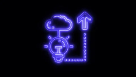 Glowing Cloud Idea Icon and Symbol in HD Video Neon Stock Footage 304557333