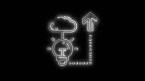 Glowing Cloud Idea Icon and Symbol in HD Video Neon Stock Footage 304557337