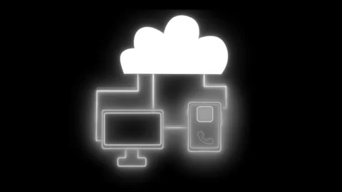 Glowing cloud network with computer and smartphone animation Stock Footage 336887783