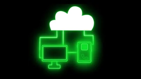 Glowing cloud network with computer and smartphone animation Stock Footage 336887790