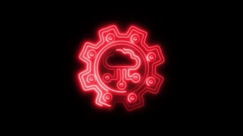Glowing Cloud Setting Icon and Symbol in HD Video Neon Stock Footage 304557214