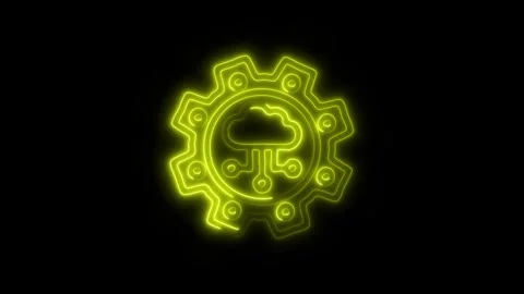 Glowing Cloud Setting Icon and Symbol in HD Video Neon Stock Footage 304557236