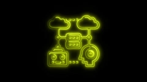 Glowing Cloud Sharing Icon and Symbol in HD Video Neon Stock Footage 304557179