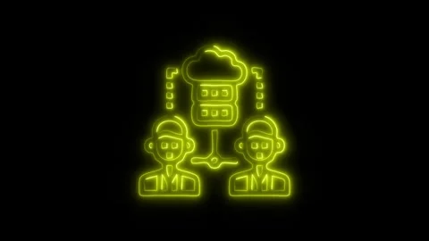 Glowing Cloud Thinking Icon and Symbol in HD Video Neon Stock Footage 304557308