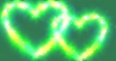 Glowing clouds in the form of hearts are reflected in the water. Stock Footage 146012428