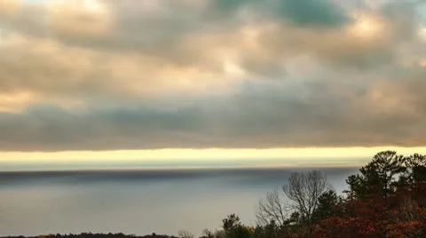 Glowing clouds over the lake Stock Footage 22011856