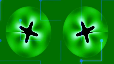 Glowing clover pattern on abstract green technological circuitry background Stock Footage 336532142