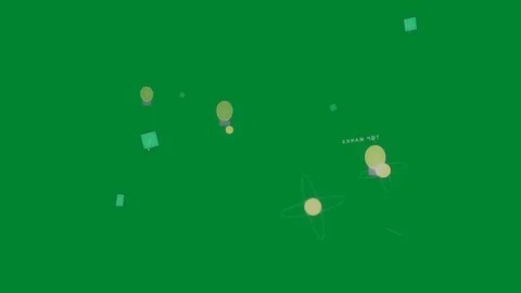Glowing cluster appearing on transparent bg, atom rings rotating, bulbs pulsing, Stock Footage 329531861