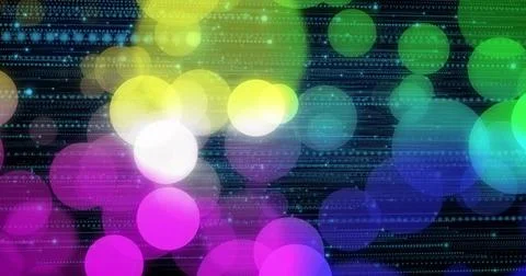 Glowing cluster of overlapping colored circles pulsating in digital interface, 스톡 사진