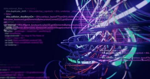 Glowing cluster pulsing in 3D void, showing neon filaments, wireframe loops and 스톡 일러스트