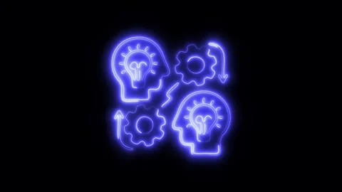 Glowing Co-Founders Icon and Symbol in HD Video Neon Stock Footage 304559892
