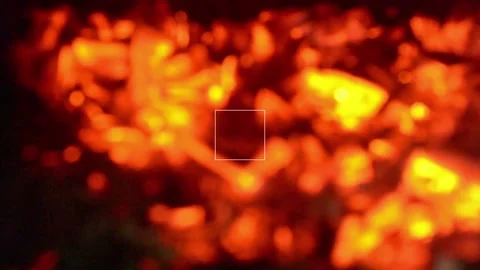 Glowing coal background.Warm cozy burning fire Video stock 219407587