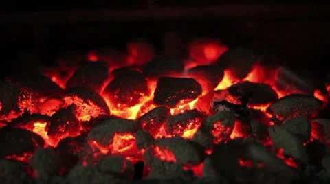 Glowing coals on a barbecue Stock Footage 8665614