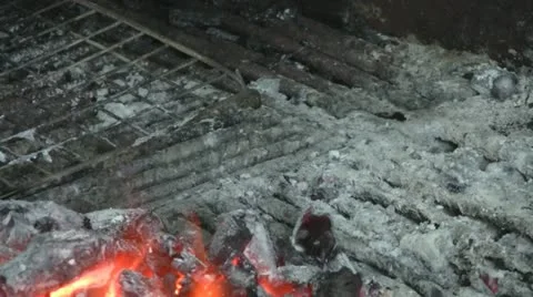Glowing coals in a barbeque grill Video stock 10816030