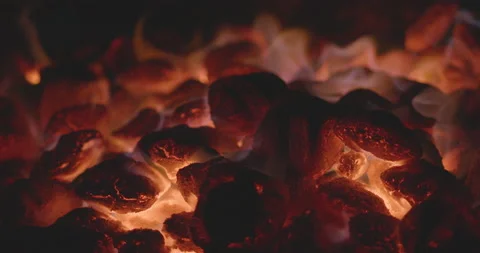 Glowing Coals in a Campfire Stock Footage 144709468