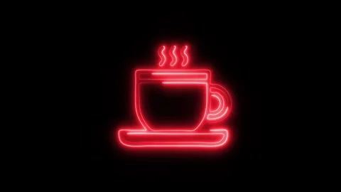 Glowing Coffee Break Icon and Symbol in HD Video Neon Stock Footage 304559025