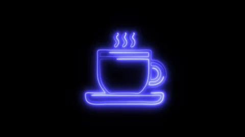 Glowing Coffee Break Icon and Symbol in HD Video Neon Stock Footage 304559030