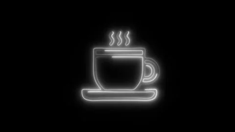 Glowing Coffee Break Icon and Symbol in HD Video Neon Stock Footage 304559039