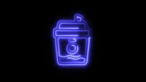 Glowing Coffee Cup Icon in HD Video Neon Animation Stock-Footage 304555371