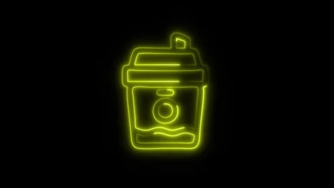 Glowing Coffee Cup Icon in HD Video Neon Animation Vidéo 304555375