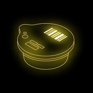 Glowing coffee pod with barcode and label showing modern beverage technology Stock Illustration