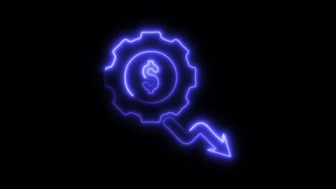 Glowing Cog Wheel Icon and Symbol in HD Video Neon Stock Footage 304559182