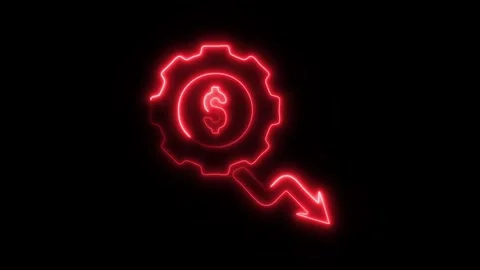 Glowing Cog Wheel Icon and Symbol in HD Video Neon Stock Footage 304559187