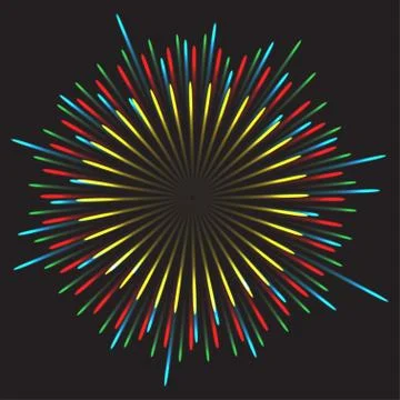 Glowing collection. Firework, light effects isolated on dark background Stock Illustration